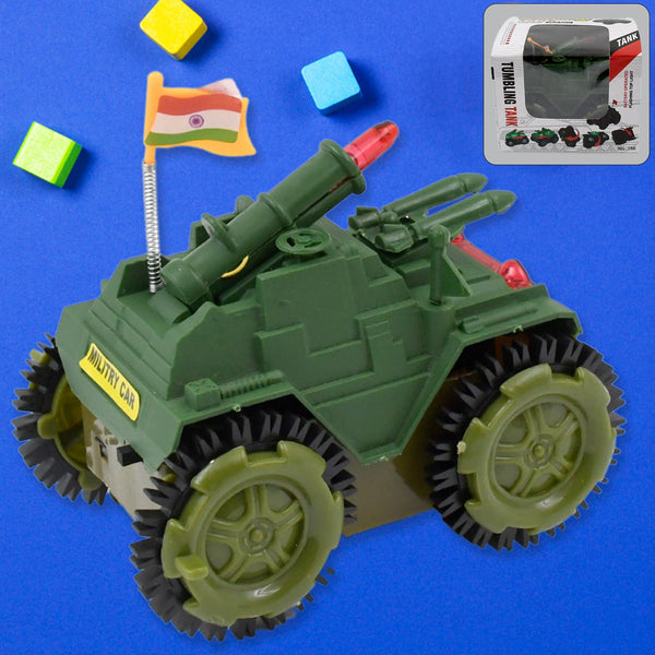 Children's Tumbling Tank Toy Car with Dynamic Lights & Sound