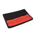 A black and red laptop sleeve is shown at an angle on a white background.