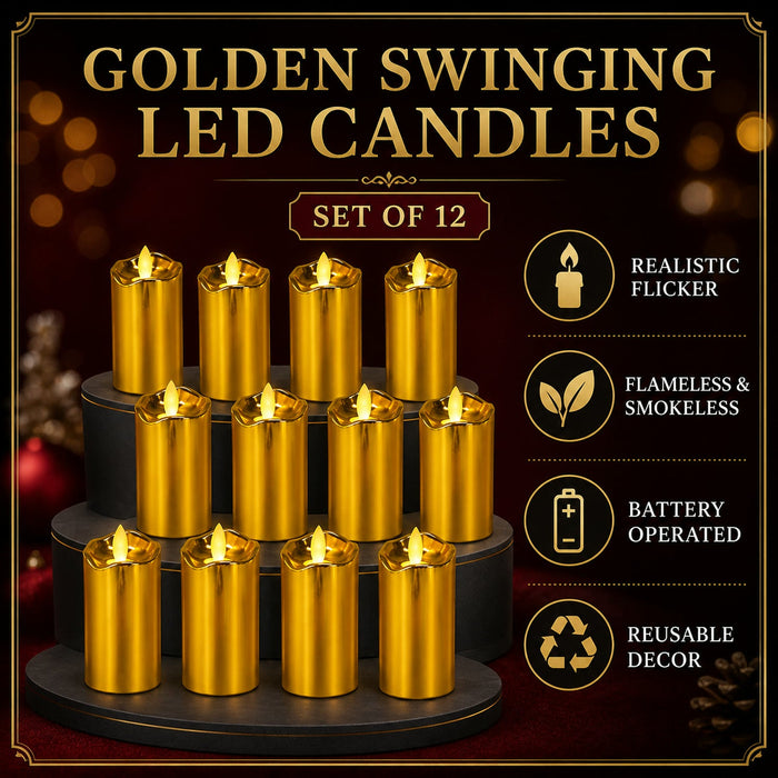 Flickering LED Candles (12 pcs) – Realistic Flame Decor | JubileeJoy