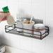 Close-up of the durable metal wall mount bathroom shelf.