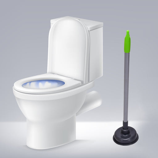 Heavy-duty toilet plunger with ergonomic handle for effective clog removal.