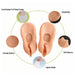 Two peach silicone heel socks with callouts for comfortable wrap, breathable, anti-slip bottom, soft silicone, and highly