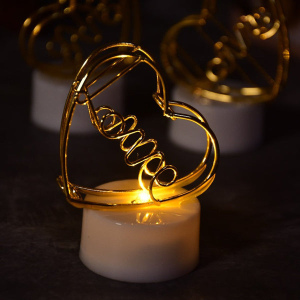 Set of 12 Multicolor Flameless Heart LED Candles for Decor