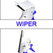 Top: The white and blue spray head. Bottom: The spray head with a black squeegee attached, labeled 'WIPER'.