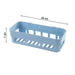 ABS plastic shower caddy with toiletries, demonstrating capacity.