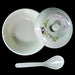 32-piece plastic dinner set showing a complete collection of tableware.