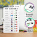 White 'MY CHORES' board with dimensions 7.9 and 4.8 inches, showing smooth corners and easy-to-move features.