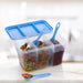 Durable 750ml square plastic container, versatile for various household storage needs.