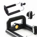 Adjustable height feature on a lightweight metal easel for versatile use.