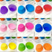 A grid of nine pairs of silicone cupcake molds in various colors like purple, blue, pink, and yellow.