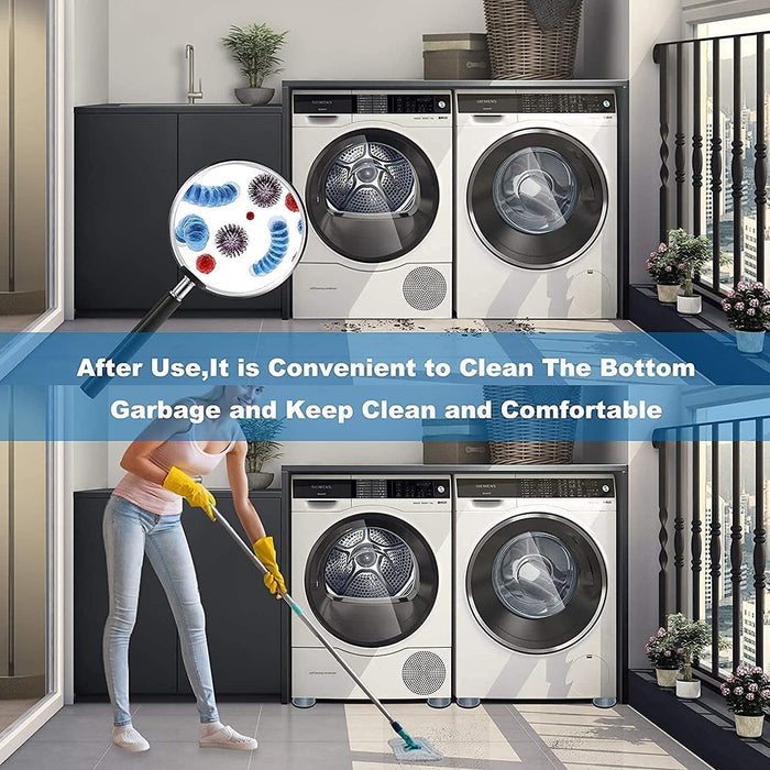 Noise reducing suction cup pads creating a quieter laundry experience.