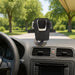 An adjustable car mount holding a smartphone securely on a car dashboard.