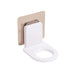 A white plastic wall-mounted bottle holder with a metallic adhesive backing shown from a slight angle.
