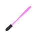 A pink and black silicone bottle brush with a long handle on a white background.