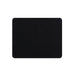 A plain rectangular black mouse pad with rounded corners on a white background.