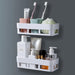 Installation guide for the drill-free suction cup bathroom organizer.