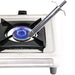 Close-up of a sleek stainless steel electronic gas lighter.