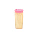 Reusable dispenser box filled with Organivo bamboo toothpicks on a clean surface.