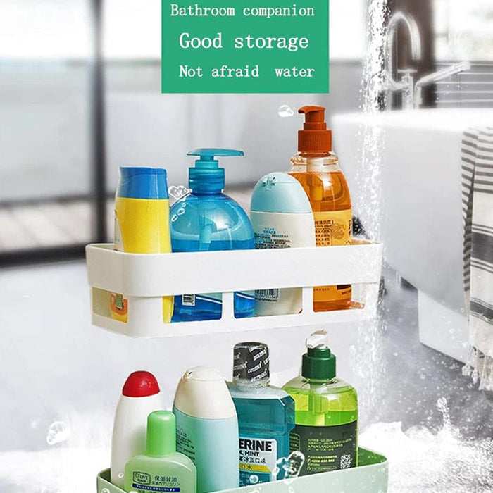 The sturdy ABS plastic shower corner caddy provides ample storage.