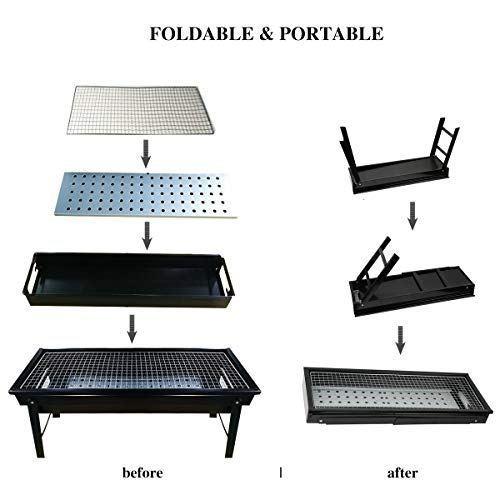 FirePot portable charcoal BBQ grill with grilling tools, illustrating a complete setup for outdoor use.