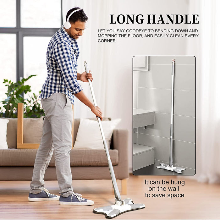 X-shape mop designed for easy and effective floor cleaning in various rooms.