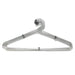 Stack of space-saving stainless steel hangers, highlighting their slim profile for closet organization.