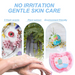 A collage of images showing hands washing with soap, floral scents, plant extracts, and an apple-shaped soap container.