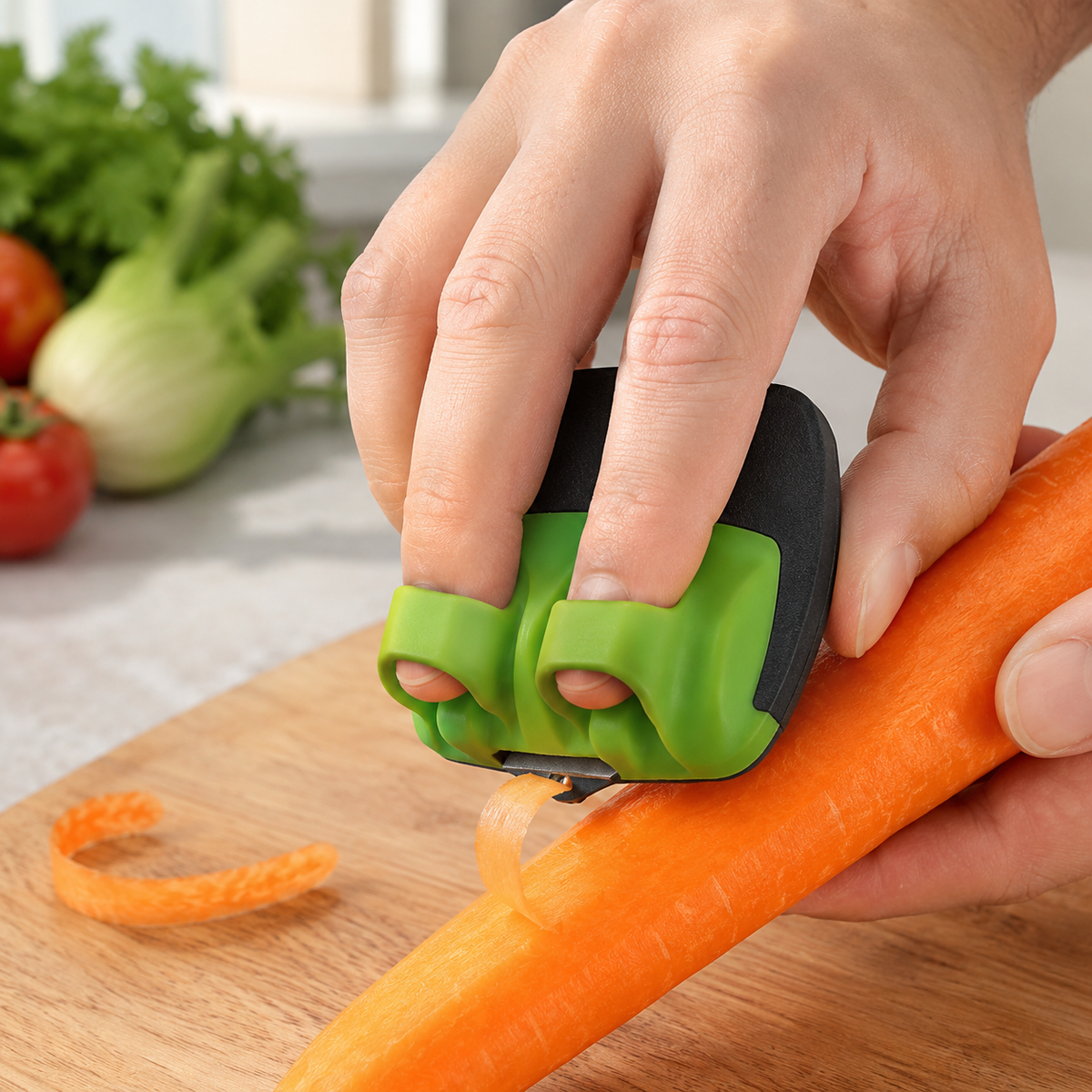 Ergonomic Palm Peeler with Rubber Grip for Fruits & Veggies