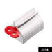 A white plastic tube squeezer with a red winding key is shown on a white background