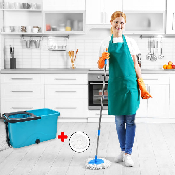 Pro Clean Spin Mop with Wheels & Hands-Free Wringer Bucket