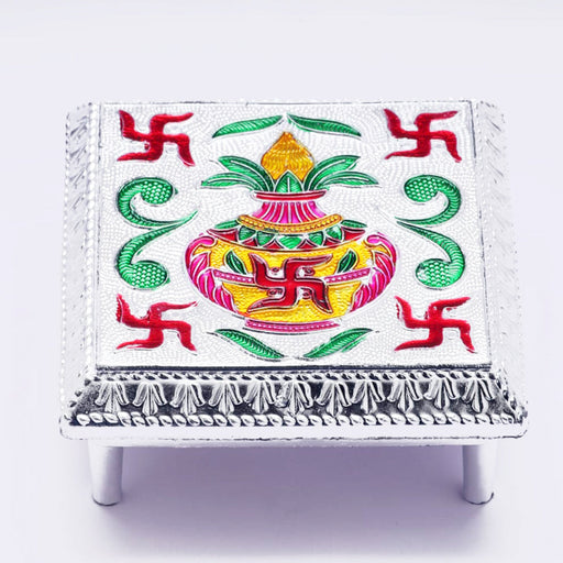 Handcrafted Aluminium Foil Bajot for pooja, featuring intricate traditional designs.