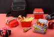 Secure airtight lunch box with a convenient foldable handle, perfect for travel.