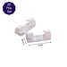 Two white plastic cable clips are shown with dimensions of 1.2 cm by 3 cm on a white background.