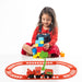 Colorful World Express mini train set for kids with tracks.