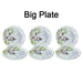 High-quality 32-piece plastic tableware set displayed on a table.