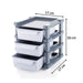A neat arrangement of cosmetics stored in the practical 3-layer drawer.