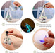 Four circular images demonstrating how to use the humidifier: injecting water, placing the sponge, tightening the lid, and