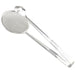 Stainless steel frying filter spoon with food being removed from oil.