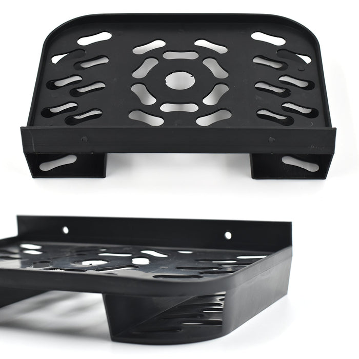 Compact wall shelf for TV setup boxes and other technical devices.