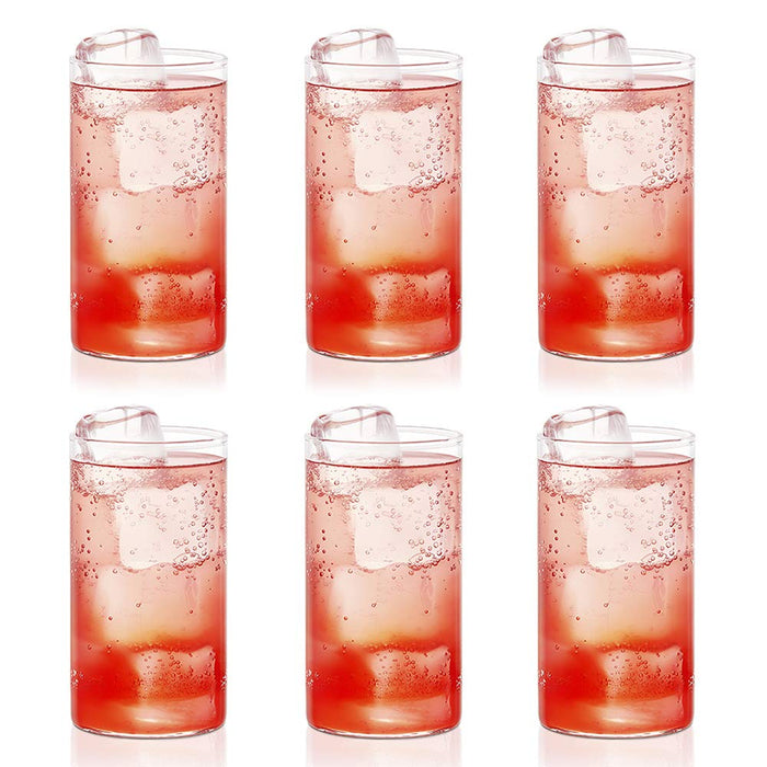 Ergonomic and lightweight transparent plastic glasses for comfortable handling.