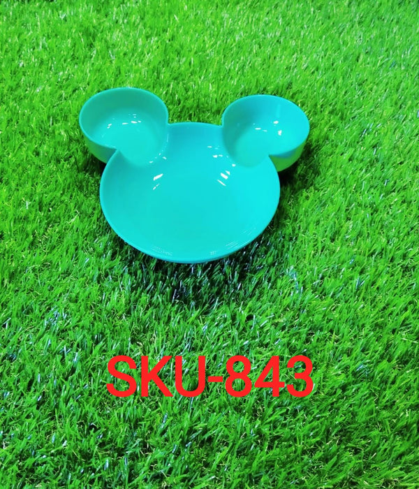 The divided Mickey-shaped plate, perfect for keeping different snacks separate.