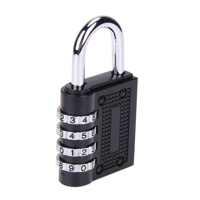 A hand demonstrating the compact size of the 4-digit combination lock.