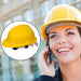 Side view of the adjustable yellow safety helmet for head protection.