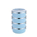 Compact and portable multi-layer stainless steel lunch box.
