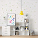Fluorescent star and moon stickers glowing brightly at night, bringing the wonders of the cosmos indoors.