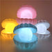 The Pearl Shell Night Lamp lit up, providing a comforting glow in a cozy setting.