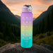 Ergonomic Motivational Water Bottle with a durable carry strap, ideal for on-the-go hydration.