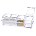 Kitchen counter with a stylish acrylic spice organizer.