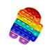 A rainbow Among Us character pop-it fidget toy is angled on a white background.
