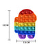 A rainbow Among Us character pop-it fidget toy with dimensions of 13 cm by 7.5 cm shown on a white background.